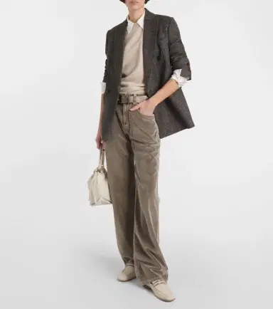 Brunello Cucinelli Mid-rise cotton velvet straight pants | Thumbnail 5