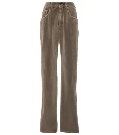 Brunello Cucinelli Mid-rise cotton velvet straight pants | Thumbnail 1