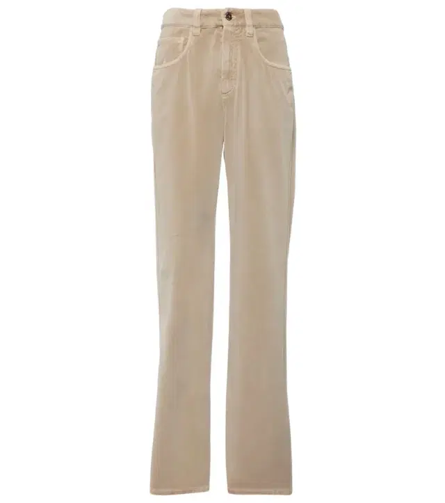 Brunello Cucinelli Mid-rise cotton velvet straight pants
