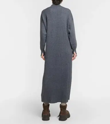Brunello Cucinelli Ribbed-knit cotton and alpaca midi dress | Thumbnail 2