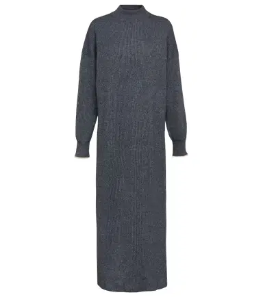 Brunello Cucinelli Ribbed-knit cotton and alpaca midi dress | Thumbnail 1