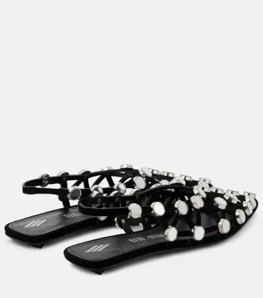 The Attico Grid embellished suede ballet flats | Thumbnail 2