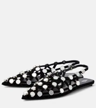 The Attico Grid embellished suede ballet flats | Thumbnail 4