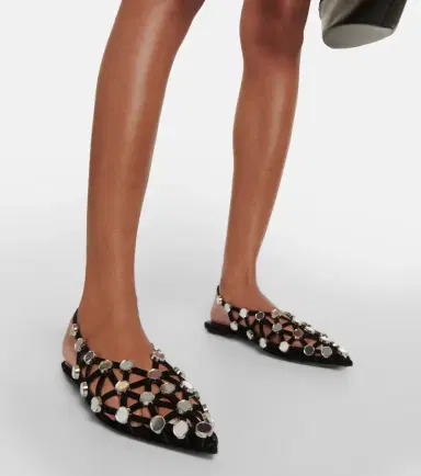The Attico Grid embellished suede ballet flats | Thumbnail 6