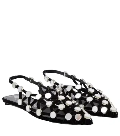 The Attico Grid embellished suede ballet flats | Thumbnail 1