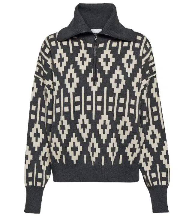 Brunello Cucinelli Vintage Jacquard wool-blend sweater