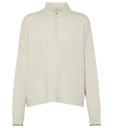 Brunello Cucinelli Wool, cashmere, and silk half-zip sweater | Thumbnail 1