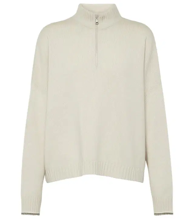 Brunello Cucinelli Wool, cashmere, and silk half-zip sweater