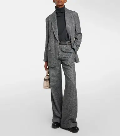 Brunello Cucinelli Herringbone wool-blend flared pants | Thumbnail 3
