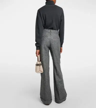 Brunello Cucinelli Herringbone wool-blend flared pants | Thumbnail 4