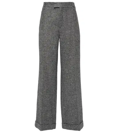Brunello Cucinelli Herringbone wool-blend flared pants | Thumbnail 1