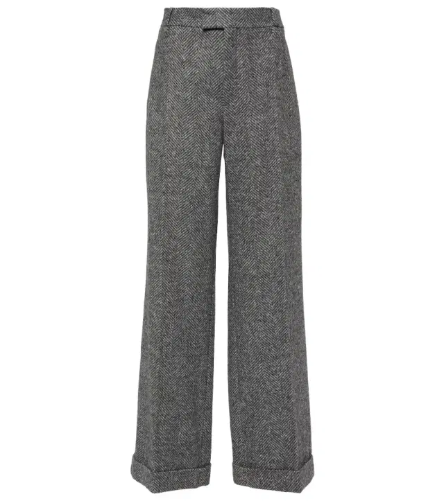 Brunello Cucinelli Herringbone wool-blend flared pants