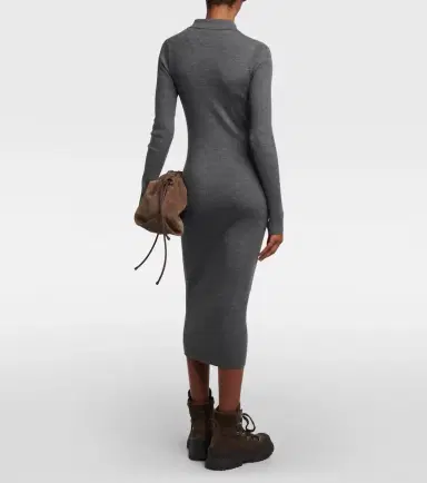 Brunello Cucinelli Ribbed-knit virgin wool and cashmere midi dress | Thumbnail 5