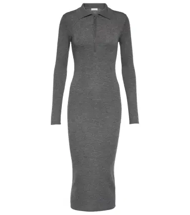Brunello Cucinelli Ribbed-knit virgin wool and cashmere midi dress | Thumbnail 1