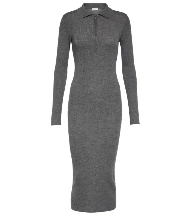 Brunello Cucinelli Ribbed-knit virgin wool and cashmere midi dress