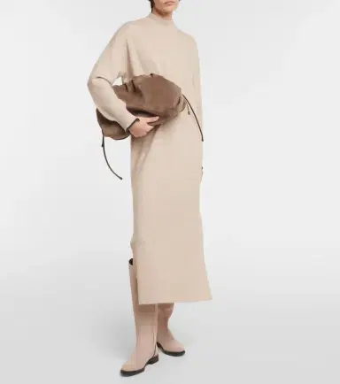 Brunello Cucinelli Alpaca and cotton midi dress | Thumbnail 4