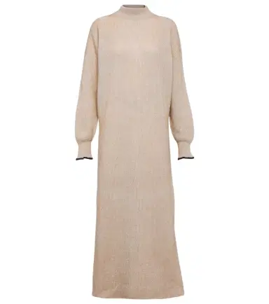 Brunello Cucinelli Alpaca and cotton midi dress | Thumbnail 1