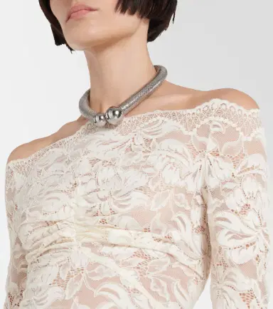 Rabanne Off-shoulder lace maxi dress | Thumbnail 3