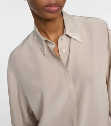 Brunello Cucinelli Embellished silk shirt | Thumbnail 3