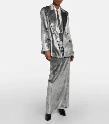 Brunello Cucinelli High-rise velvet maxi skirt | Thumbnail 3