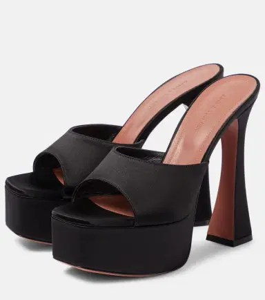 Amina Muaddi Dalida satin platform mules | Thumbnail 2 Amina Muaddi Dalida satin platform mules | Thumbnail 2
