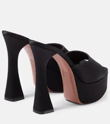 Amina Muaddi Dalida satin platform mules | Thumbnail 4 Amina Muaddi Dalida satin platform mules | Thumbnail 4
