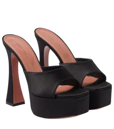 Amina Muaddi Dalida satin platform mules | Thumbnail 1 Amina Muaddi Dalida satin platform mules | Thumbnail 1