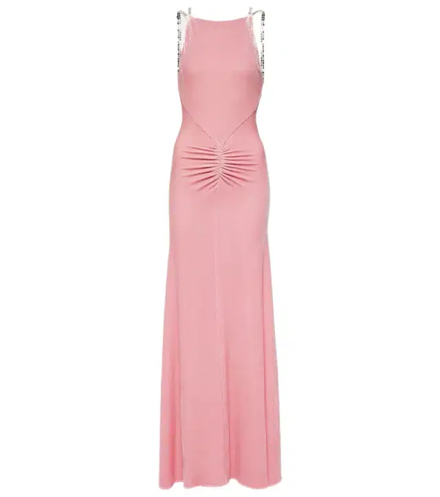 Rabanne Embellished ruched velvet gown