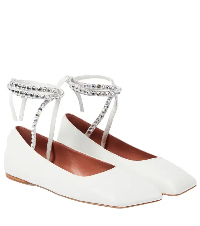 Amina Muaddi Ane embellished leather ballet flats