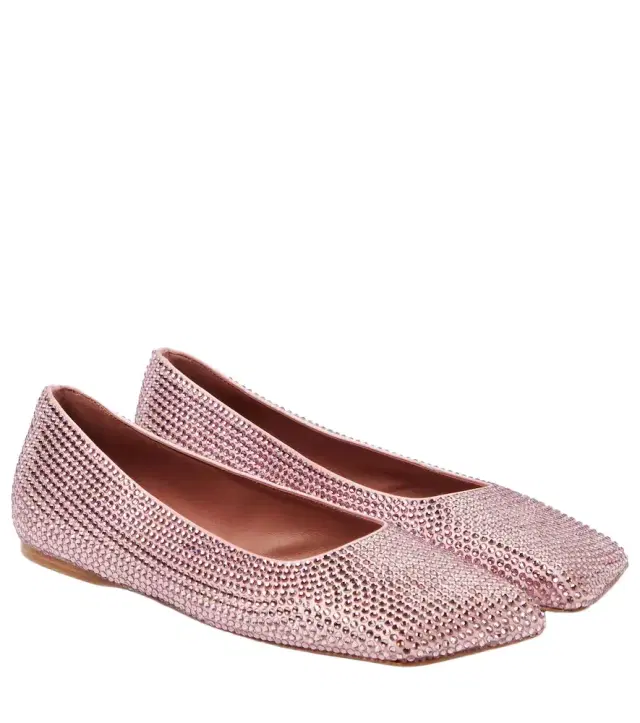 Amina Muaddi Ane embellished satin ballet flats