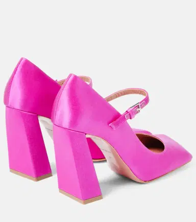 Amina Muaddi Charlotte 95 satin Mary Jane pumps | Thumbnail 4