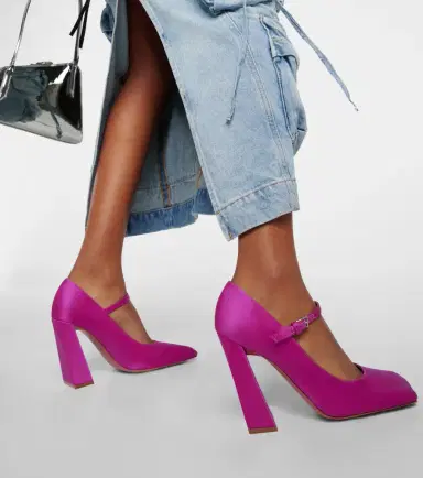 Amina Muaddi Charlotte 95 satin Mary Jane pumps | Thumbnail 5
