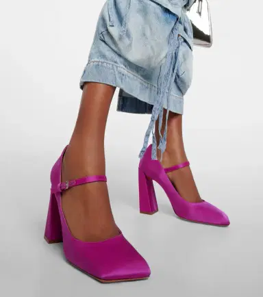 Amina Muaddi Charlotte 95 satin Mary Jane pumps | Thumbnail 6