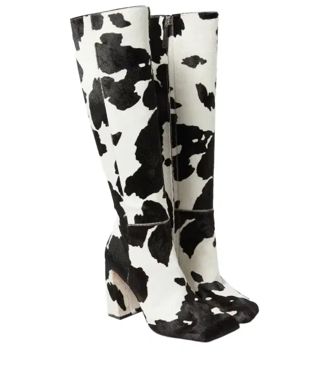 Amina Muaddi Marine calf hair knee-high boots