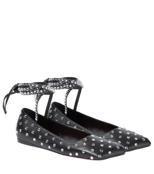 Amina Muaddi Ane embellished leather ballet flats