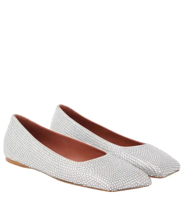 Amina Muaddi Ane embellished suede ballet flats