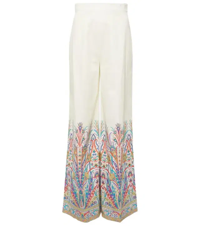 Etro Printed cotton-blend wide-leg pants