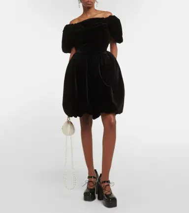 Simone Rocha Off-shoulder velvet mini dress | Thumbnail 2