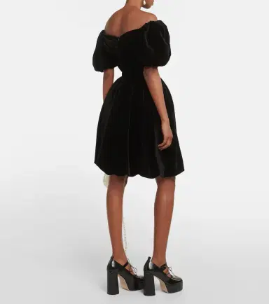 Simone Rocha Off-shoulder velvet mini dress | Thumbnail 4
