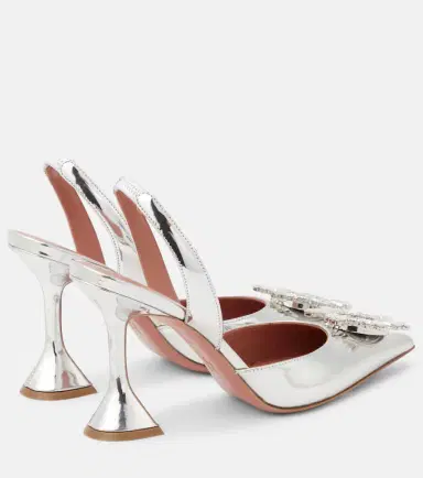 Amina Muaddi Begum mirrored leather slingback pumps | Thumbnail 2