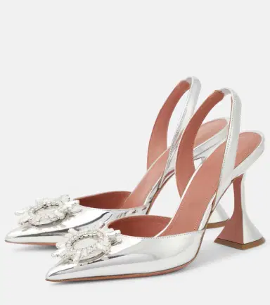 Amina Muaddi Begum mirrored leather slingback pumps | Thumbnail 3