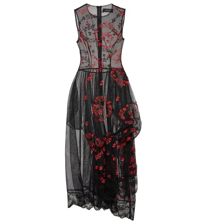 Simone Rocha Floral embroidered tulle midi dress