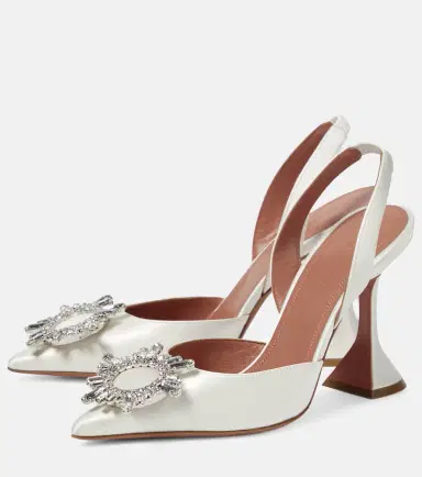 Amina Muaddi Begum satin slingback pumps | Thumbnail 6