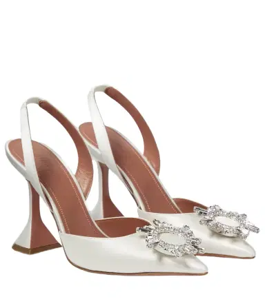 Amina Muaddi Begum satin slingback pumps | Thumbnail 1