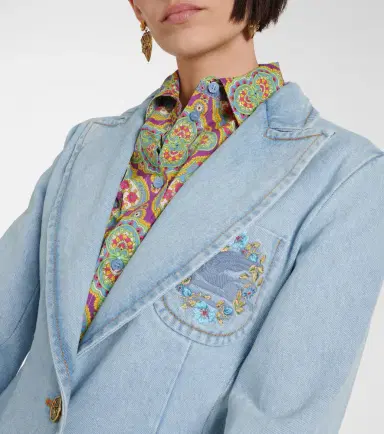 Etro Embroidered denim blazer | Thumbnail 2
