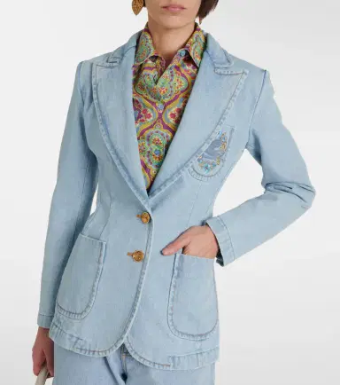 Etro Embroidered denim blazer | Thumbnail 4