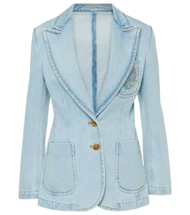 Etro Embroidered denim blazer