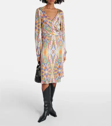 Etro Printed gathered jersey midi dress | Thumbnail 3