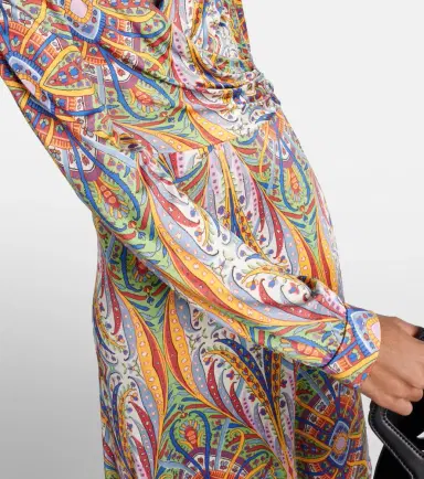 Etro Printed gathered jersey midi dress | Thumbnail 4