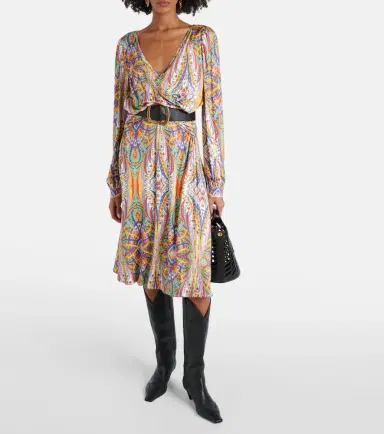 Etro Printed gathered jersey midi dress | Thumbnail 6